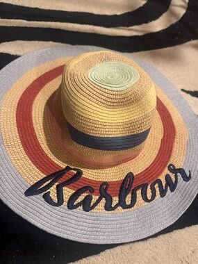 Barbour Yellow, Red and Blue Woven Sun Hat